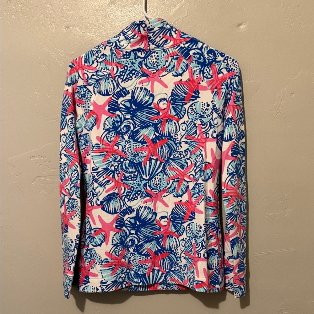 Lilly Pulitzer Vibrant Blue and Pink Quarter Zip Jacket XSmall - Picture 8 of 9